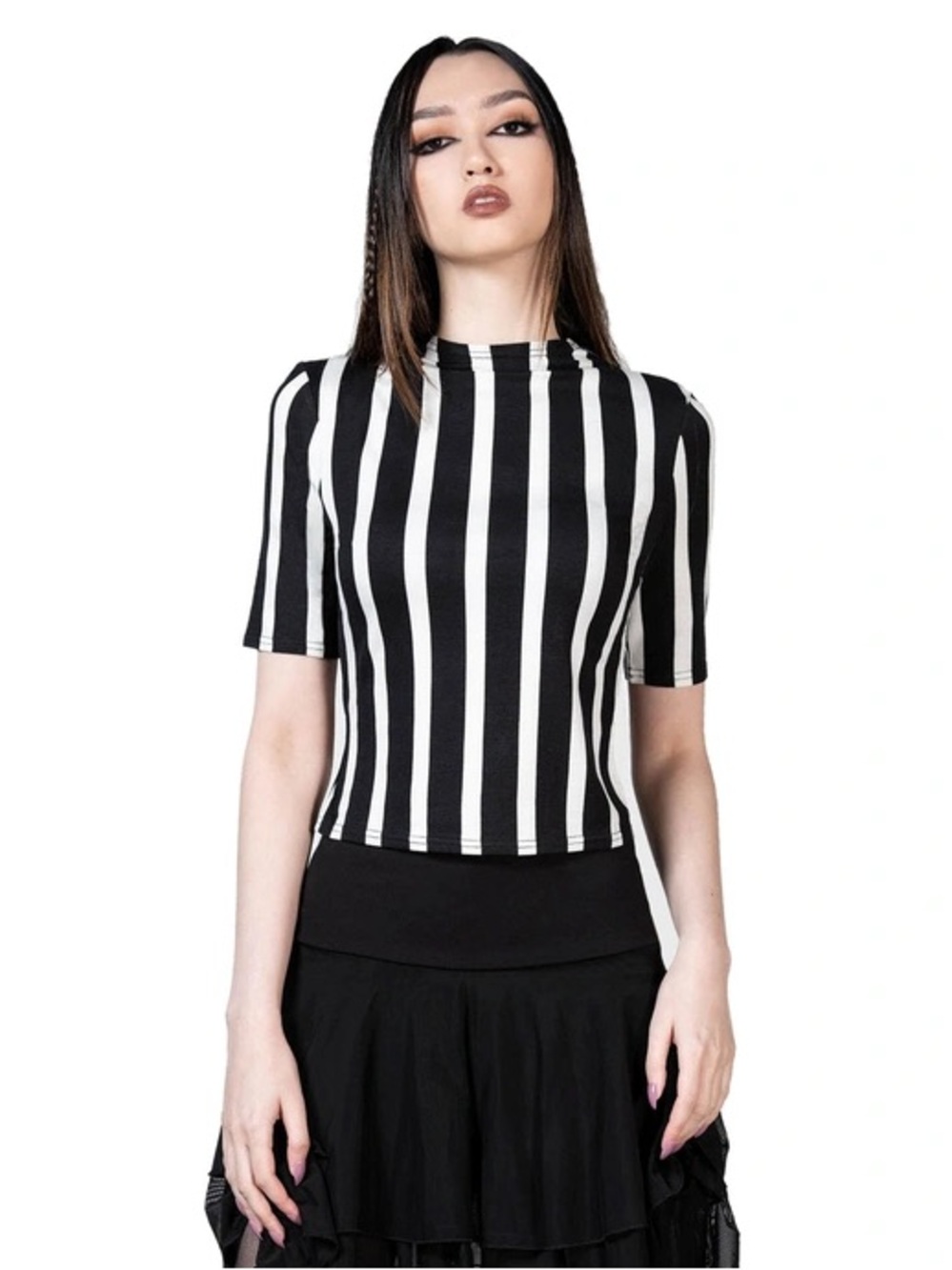Killstar: Zowie Crop Top Black & White Stripes Women’s Size L